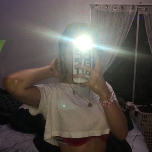 white cropped T-shirt